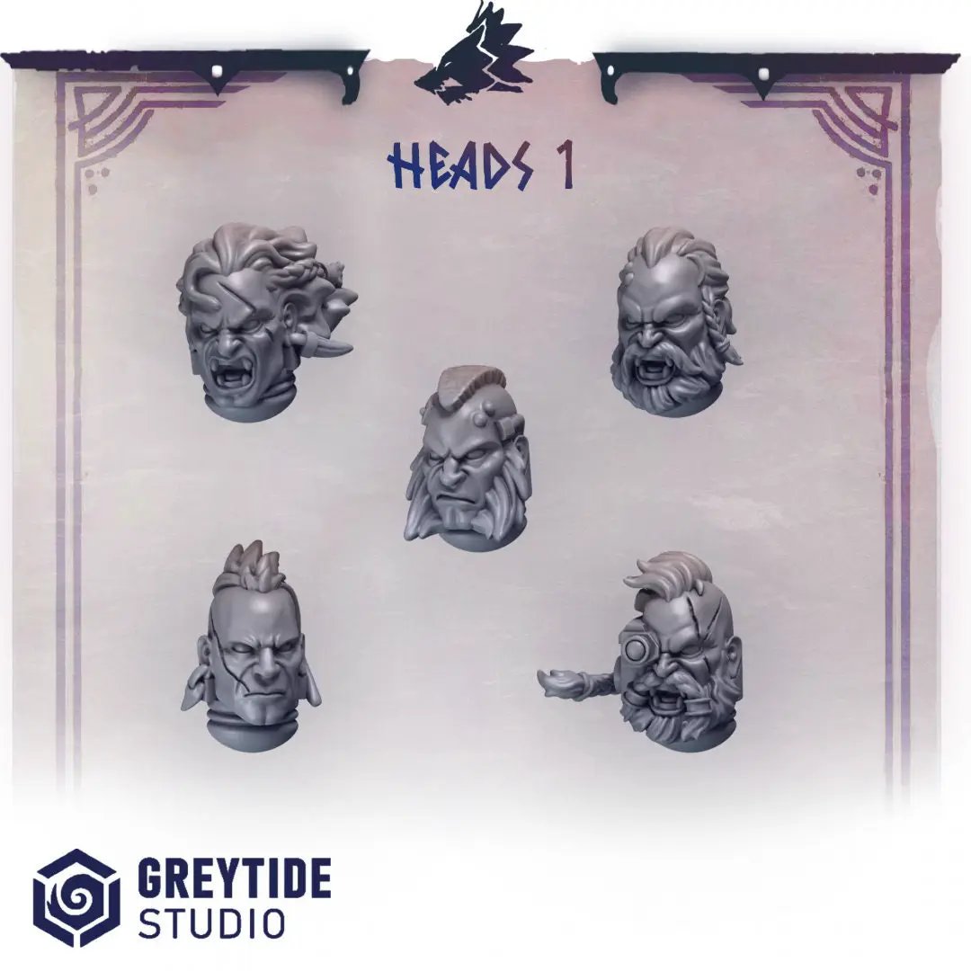 3d Printed Primal Hounds Heads x10 by Greytide Studio by Last Hope Miniatures