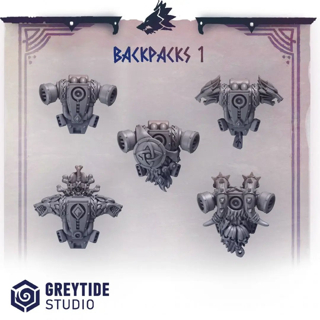 3d Printed Primal Hounds Backpacks x10 by Greytide Studio by Last Hope Miniatures