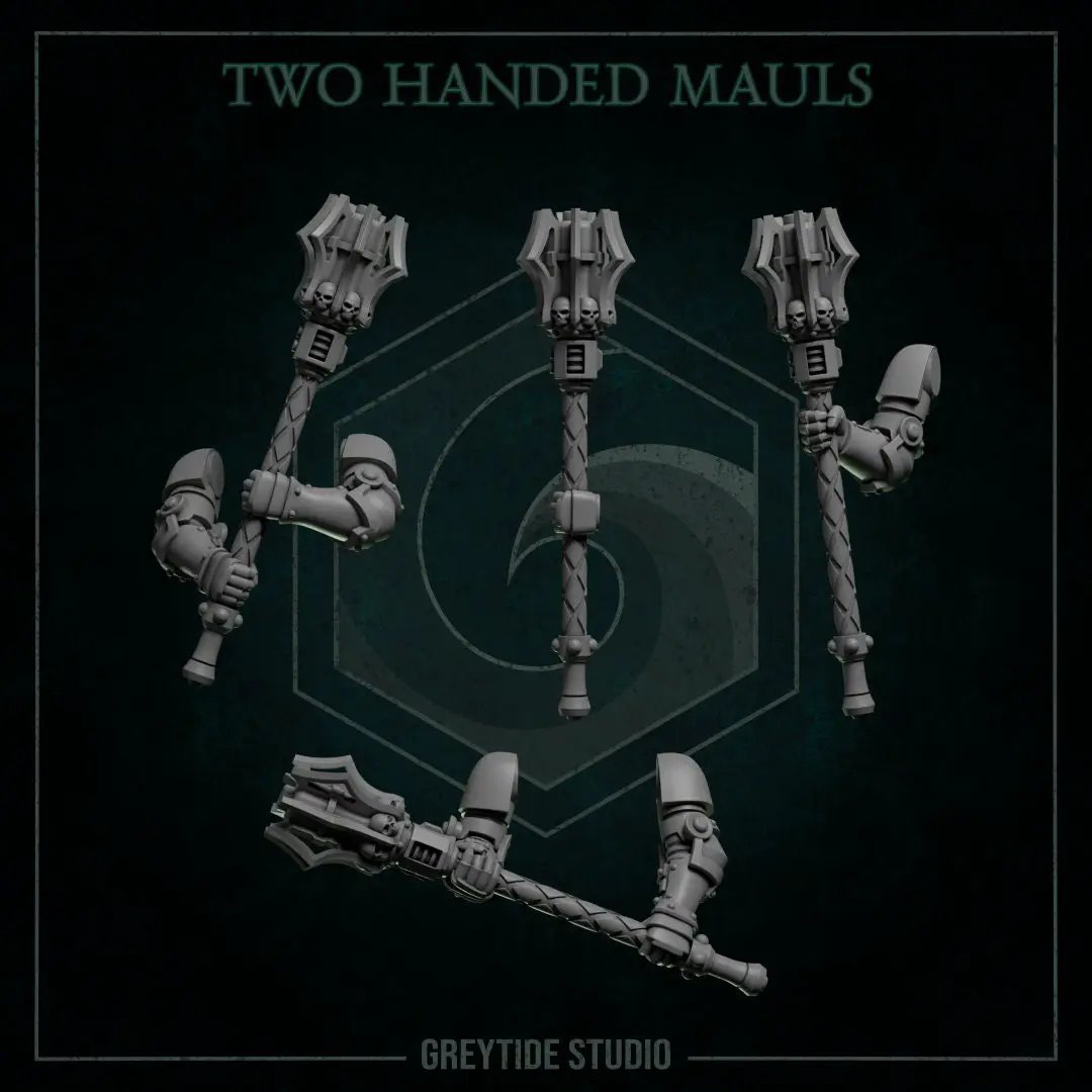 3d Printed Two Handed Mauls x5 by Greytide Studio by Last Hope Miniatures