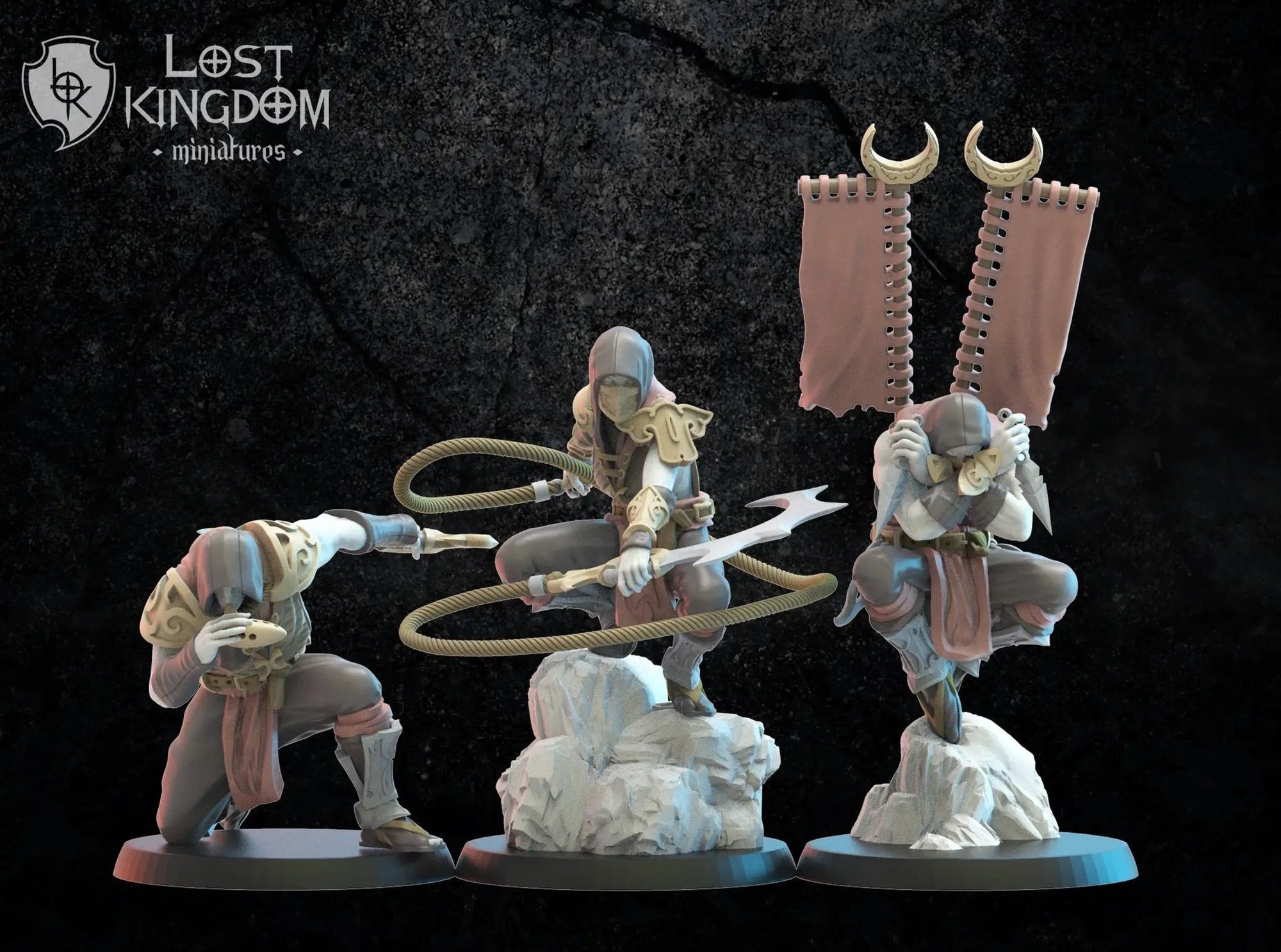 3d Printed Dark Elf Dākumūn Shinobi Command Group by Lost Kingdom Miniatures by Last Hope Miniatures