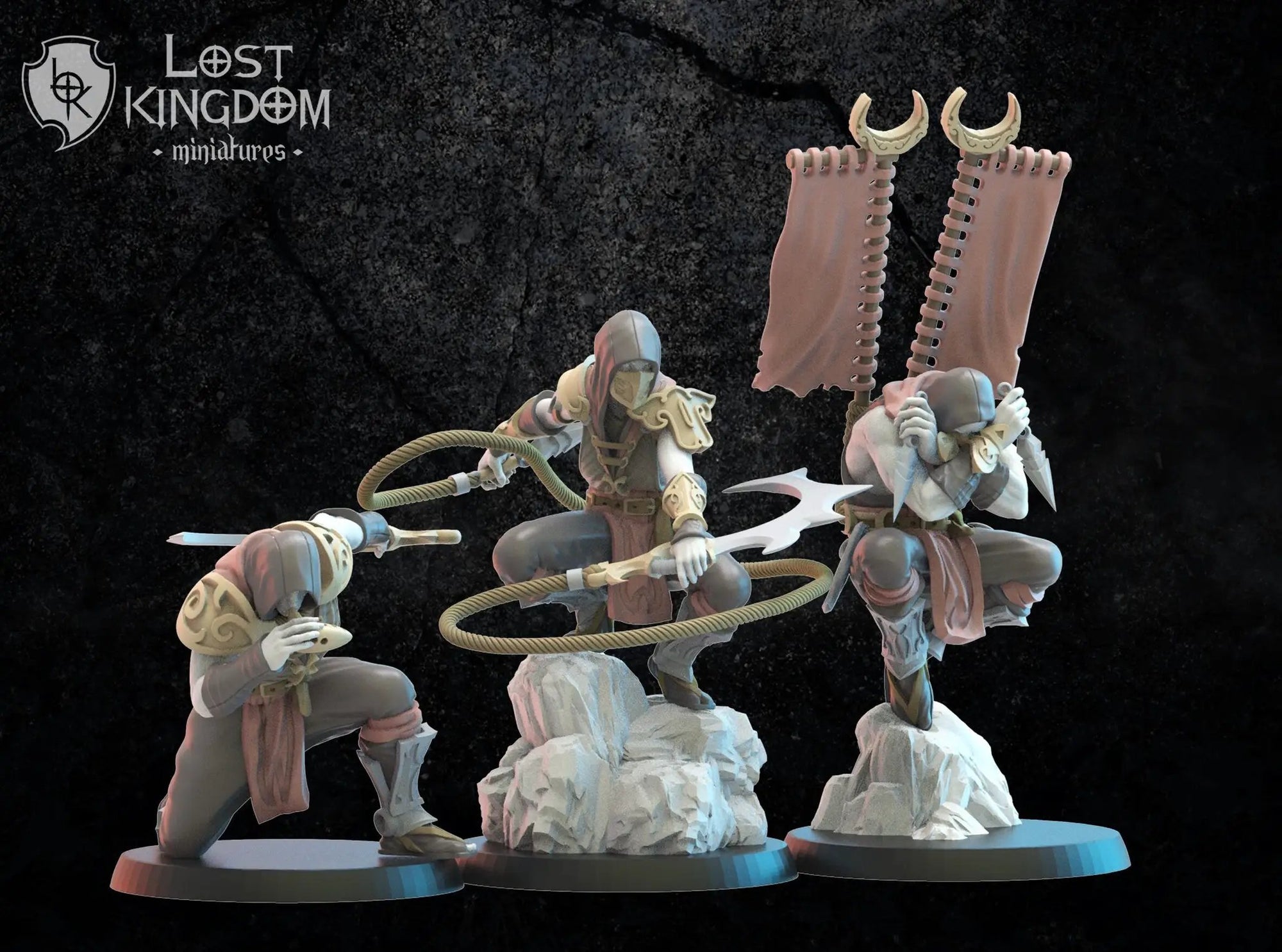3d Printed Dark Elf Dākumūn Shinobi Command Group by Lost Kingdom Miniatures by Last Hope Miniatures