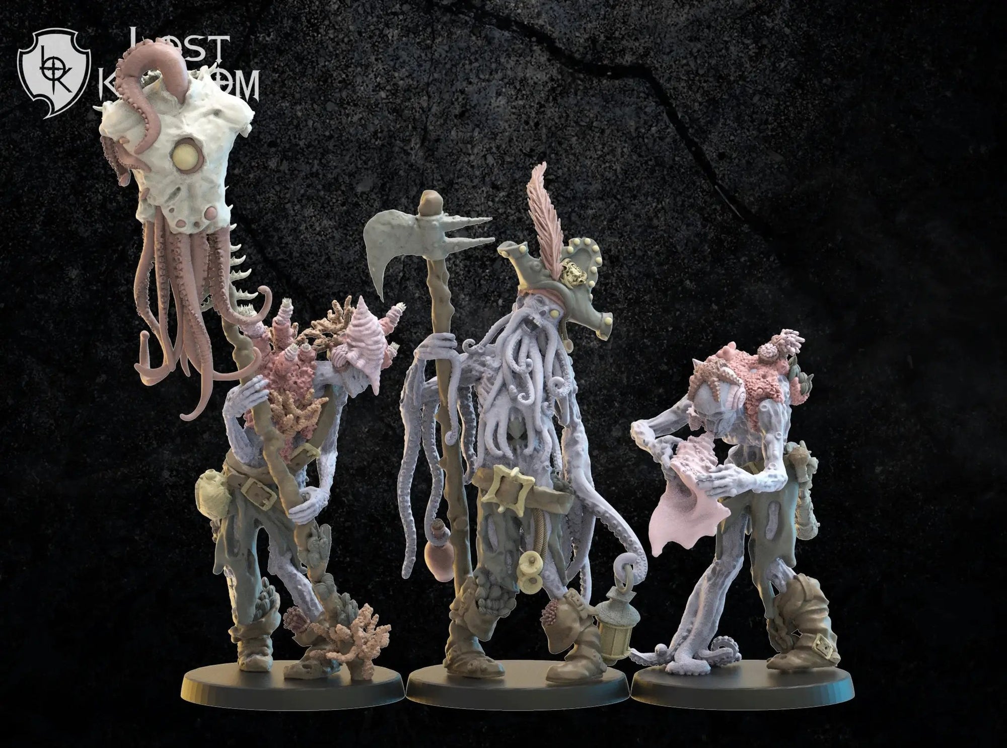 3d Printed Deep Sea Zombie Command Squad by Lost Kingdom Miniatures by Last Hope Miniatures