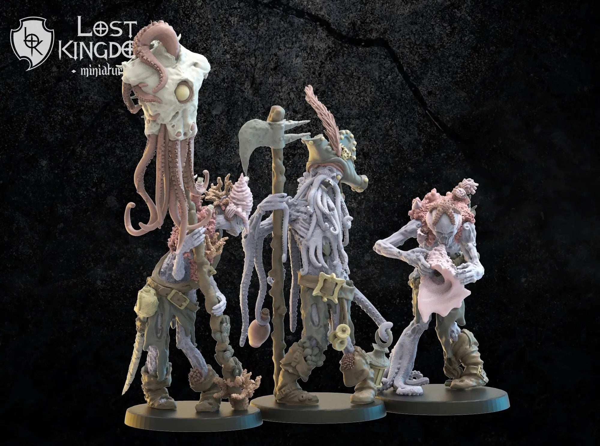 3d Printed Deep Sea Zombie Command Squad by Lost Kingdom Miniatures by Last Hope Miniatures