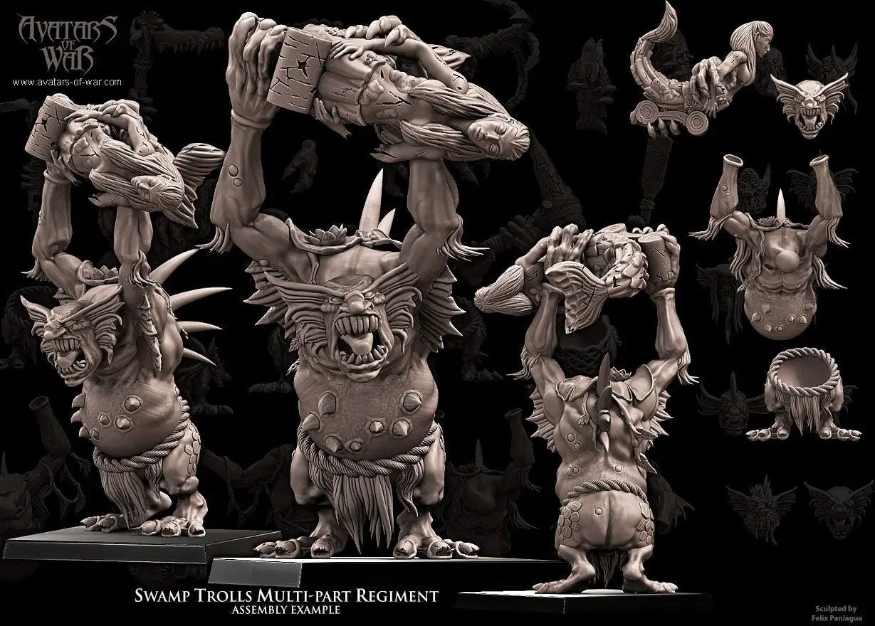 3D printed Swamp Trolls x5 by Avatars of War by Last Hope Miniatures