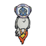 Kolorspun Astronaut Pigeon patch featuring a colorful embroidered design on fabric for decorating clothing or accessories.