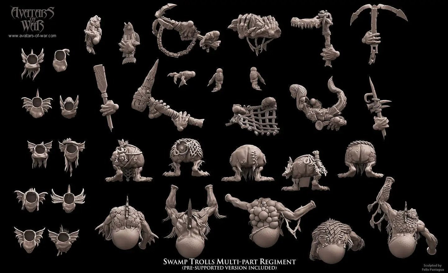 3D printed Swamp Trolls x5 by Avatars of War by Last Hope Miniatures