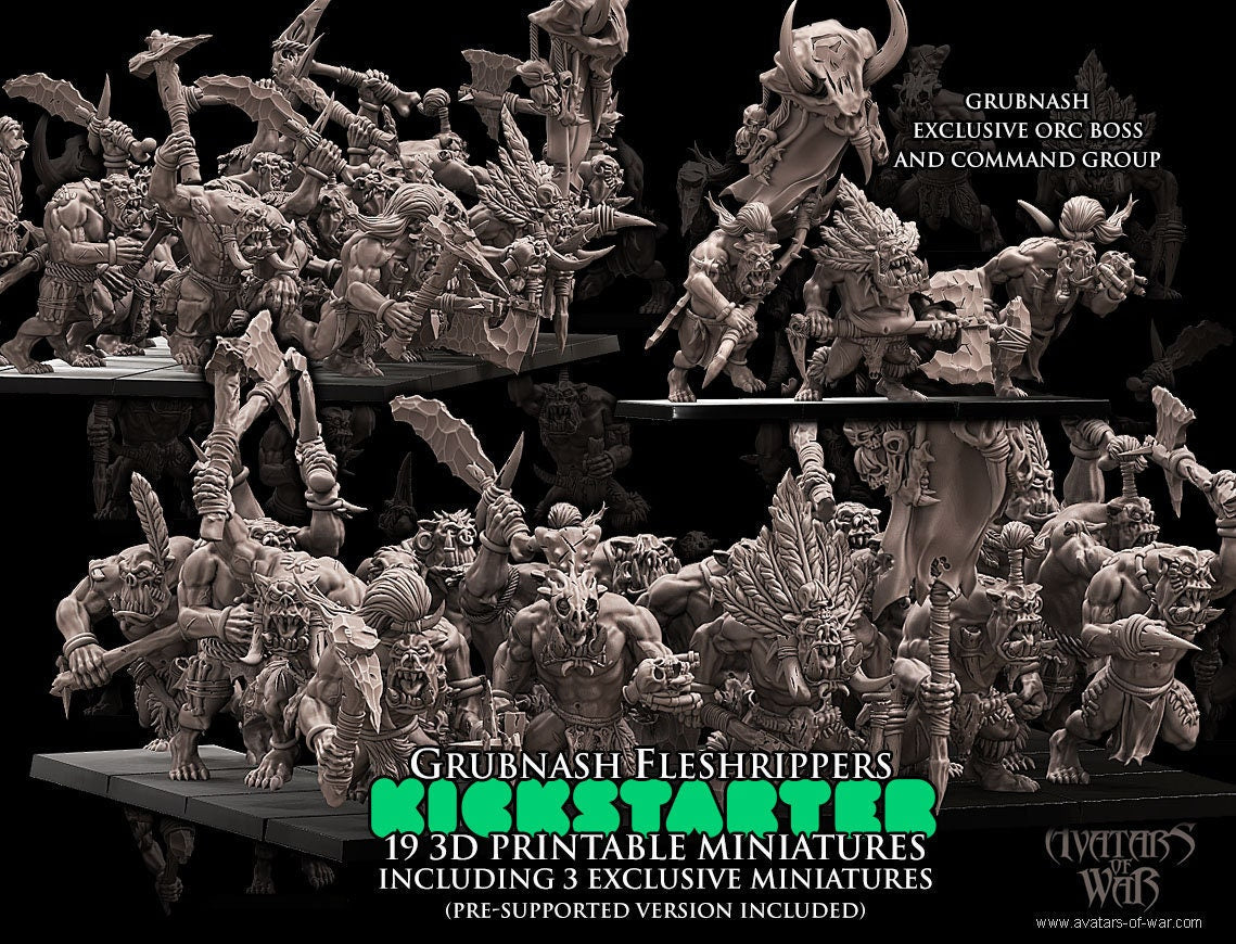 3D Printed Savage Orc Regiment by Avatars of War