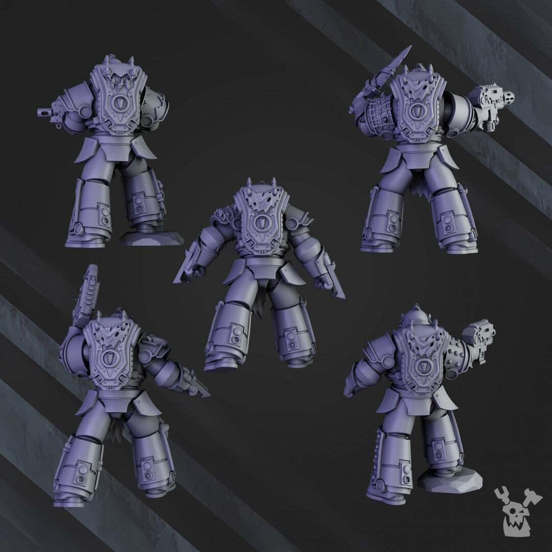 3d Printed White Megaladon Clan Warriors x5 by DakkaDakka Miniatures by Last Hope Miniatures
