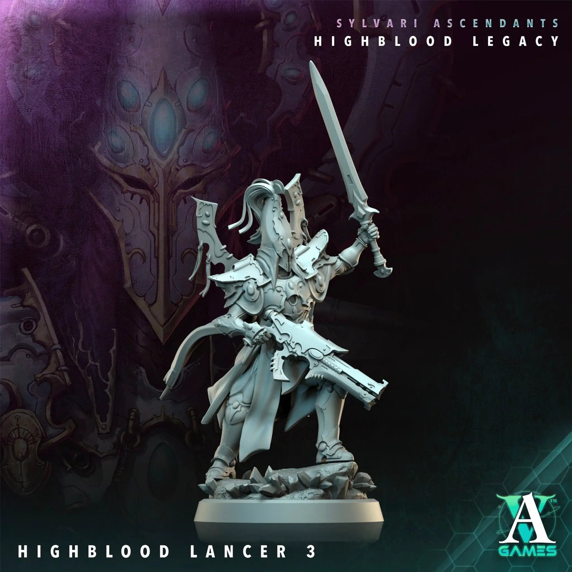 3D Printed Highblood Lancer by Archvillain Games by Last Hope Miniatures