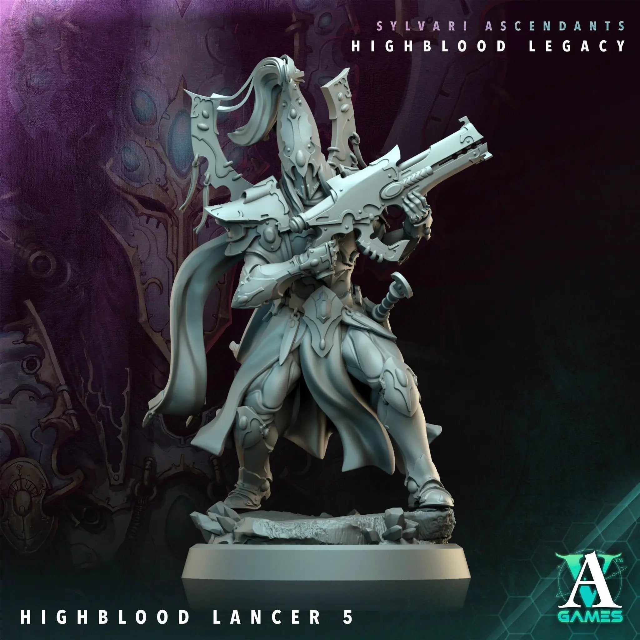 3D Printed Highblood Lancer by Archvillain Games by Last Hope Miniatures