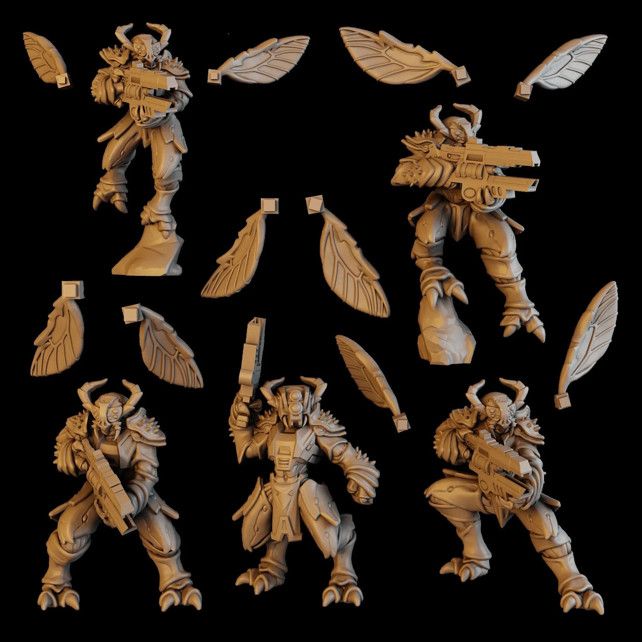 3d Printed Space Vespidae Assault Squad by DakkaDakka Miniatures by Last Hope Miniatures