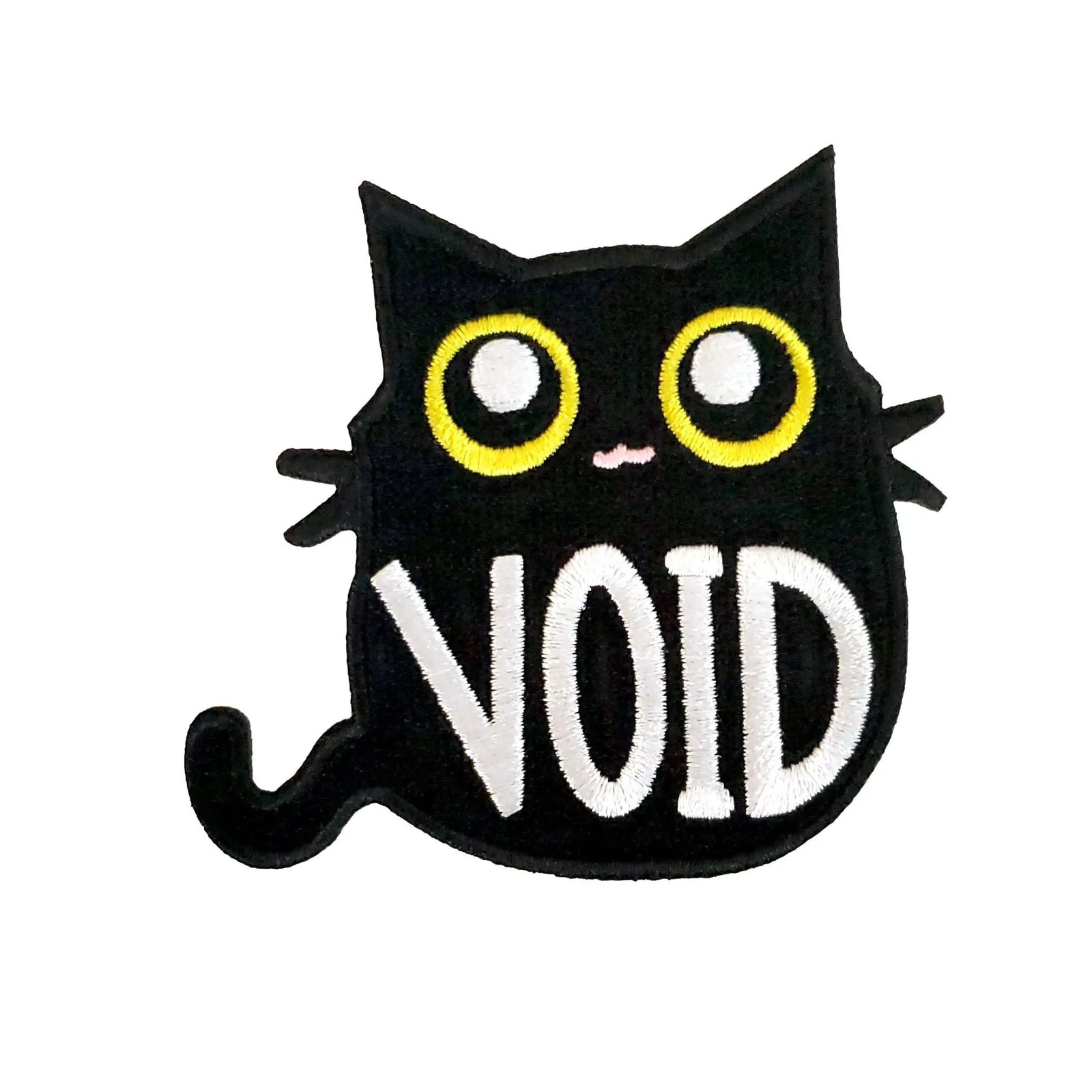 Void Black Cat Patch by Kolorspun, featuring a black cat design on fabric patch for clothing or accessories.