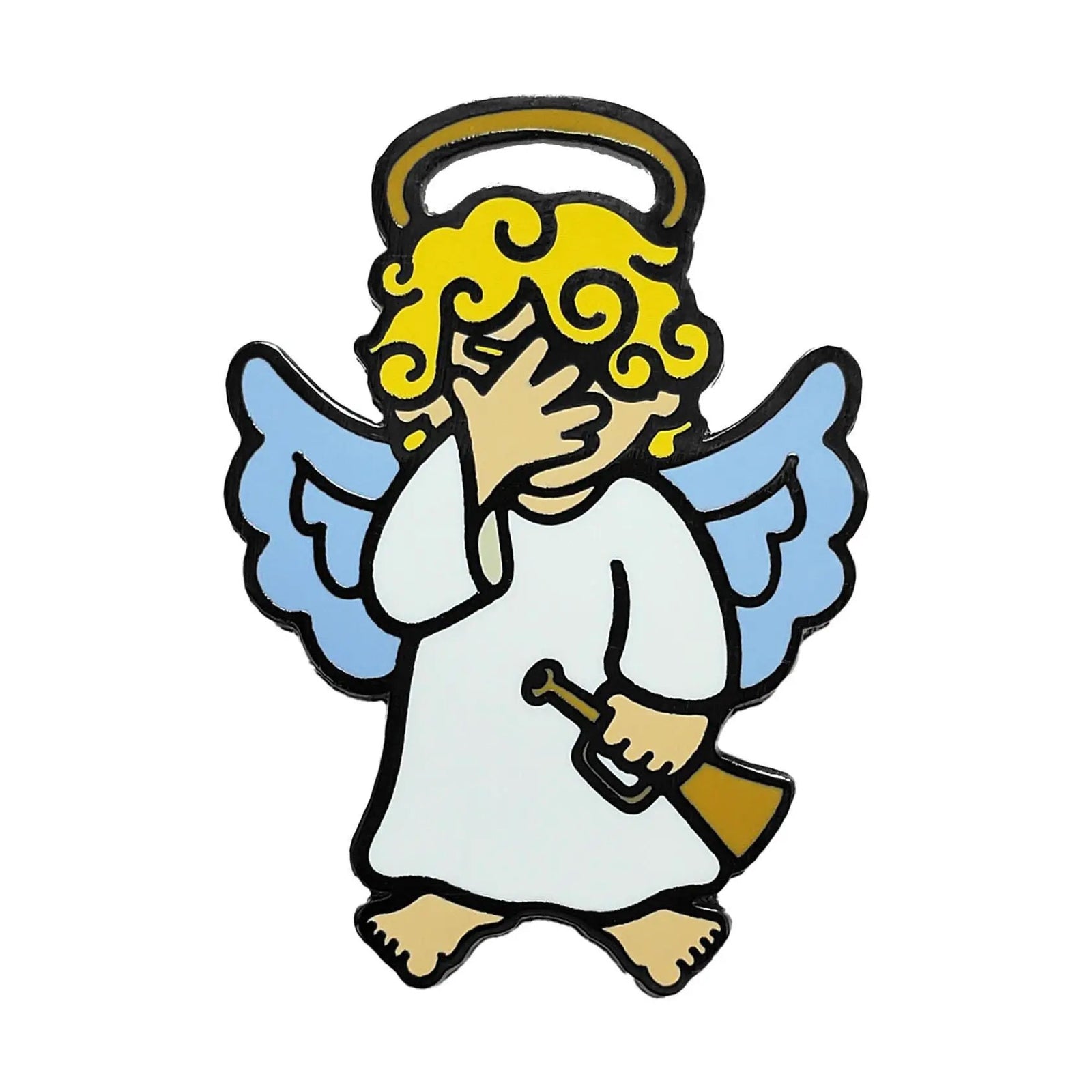 Kolorspun Angel facepalming golf ball marker showing a playful angel design on a metal marker for golf accessories