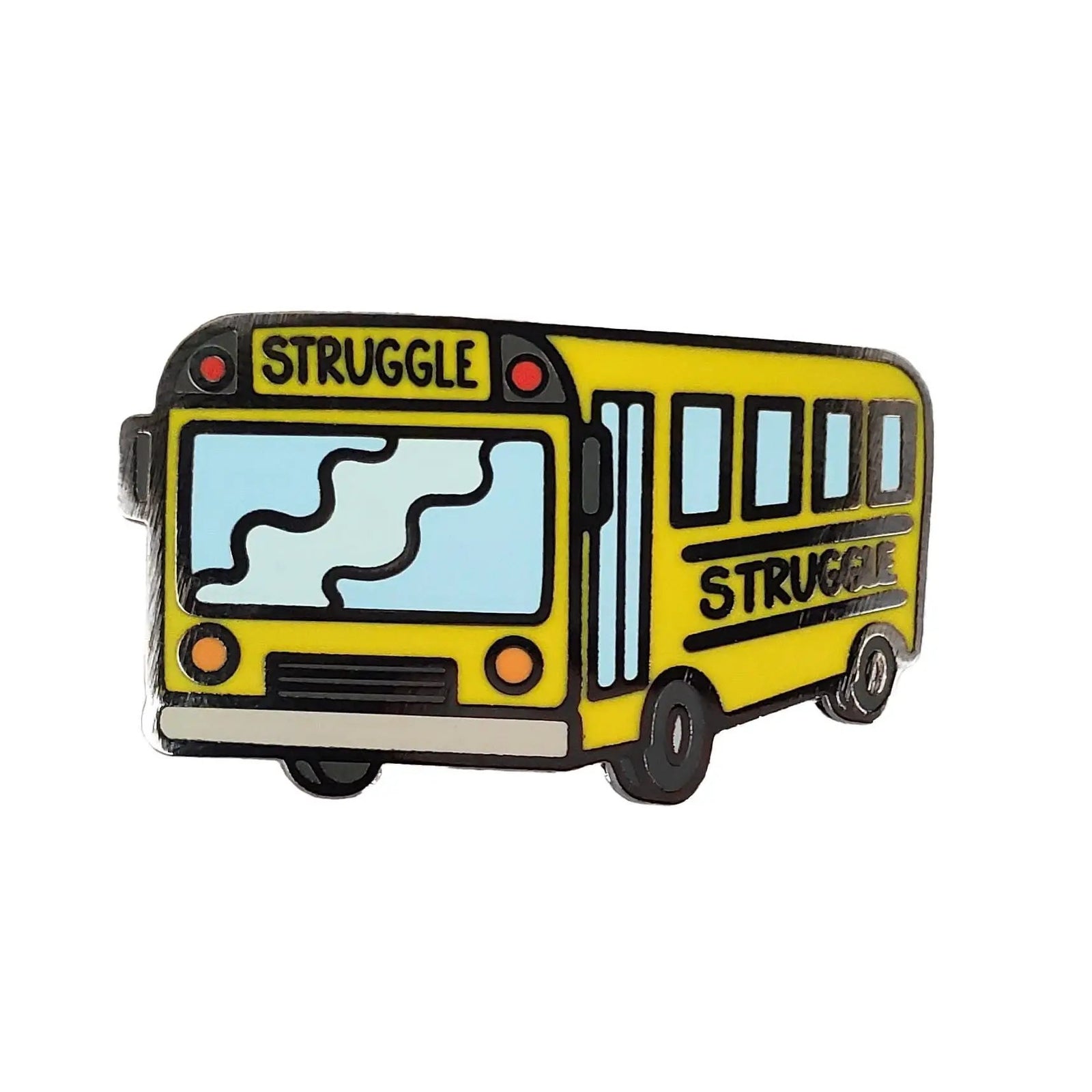 Kolorspun Struggle Bus golf ball marker featuring a colorful, humorous design for marking golf balls on the course.