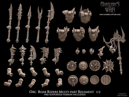 3D Printed Orc Boar Rider Regiment by Avatars of War