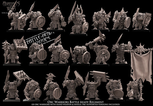 3D printed Orc Warrior Battle Ready regiment (20 orcs) by Avatars of War