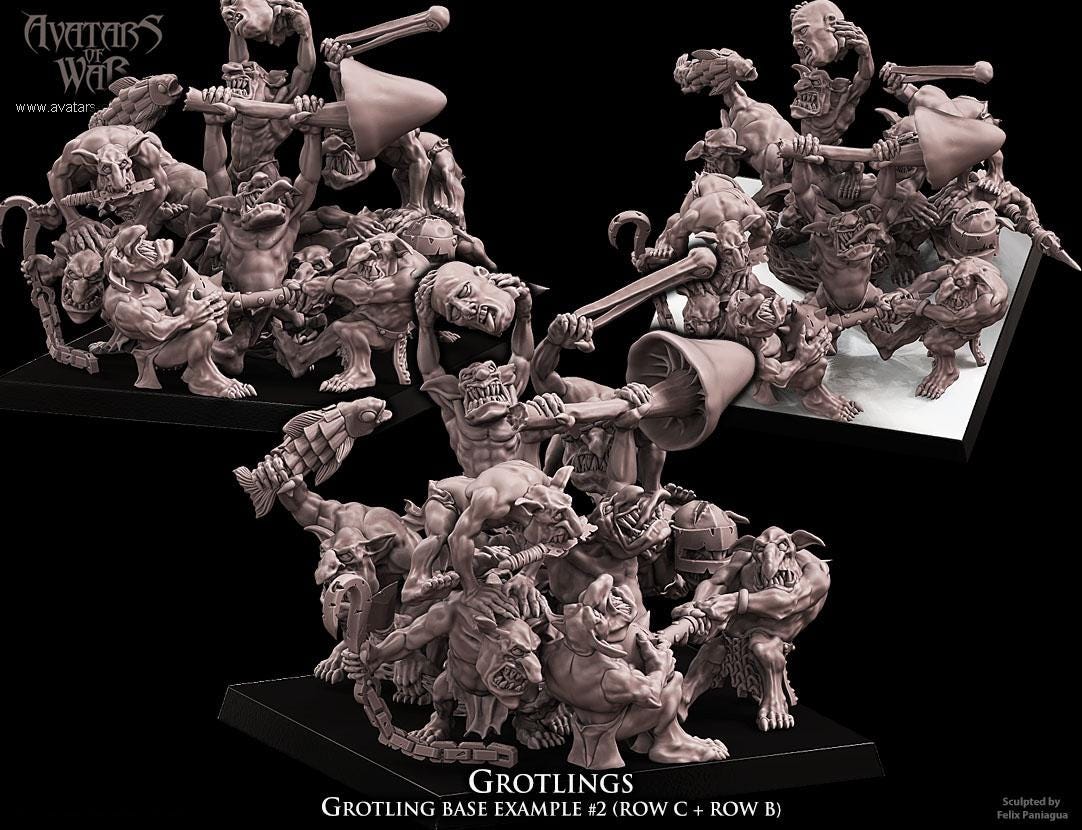 3D printed Grotlings Regiment by Avatars of War