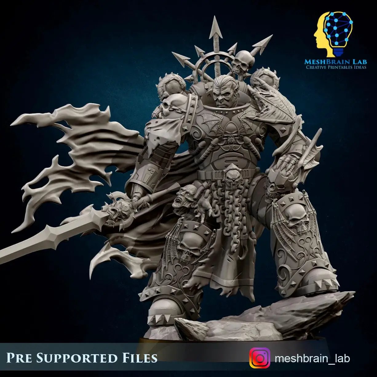 3d Printed Doom Marine Dark Knight Lord by Meshbrain Labs by Last Hope Miniatures