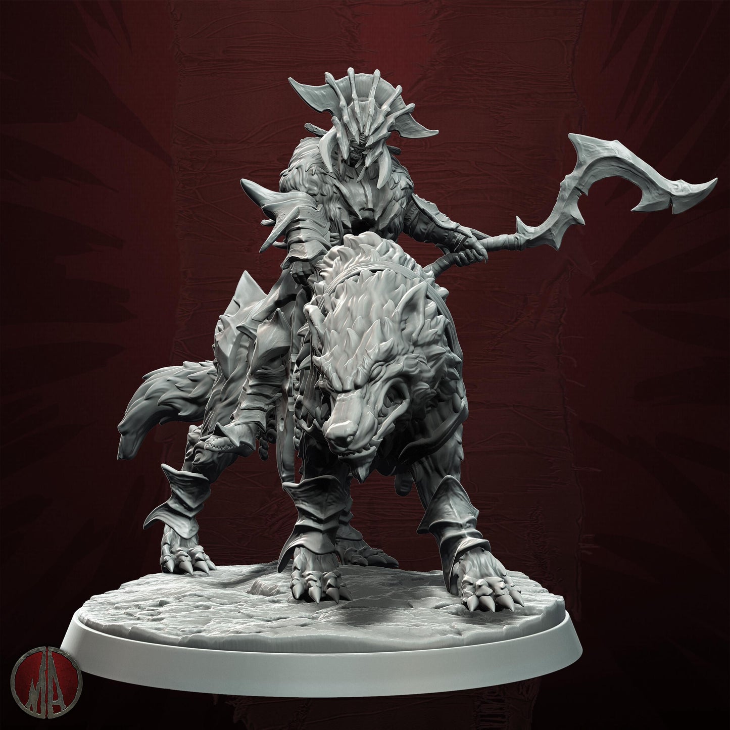3D printed Orc Dire Wolf Riders by Monolith Arts