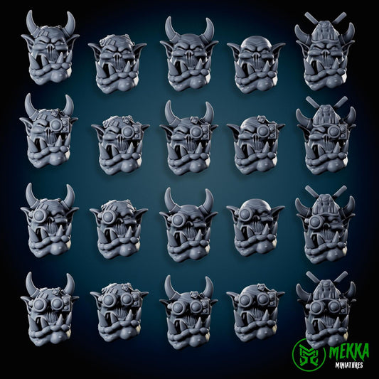 3d Printed Cybork Heads x20 by Mekka Miniatures