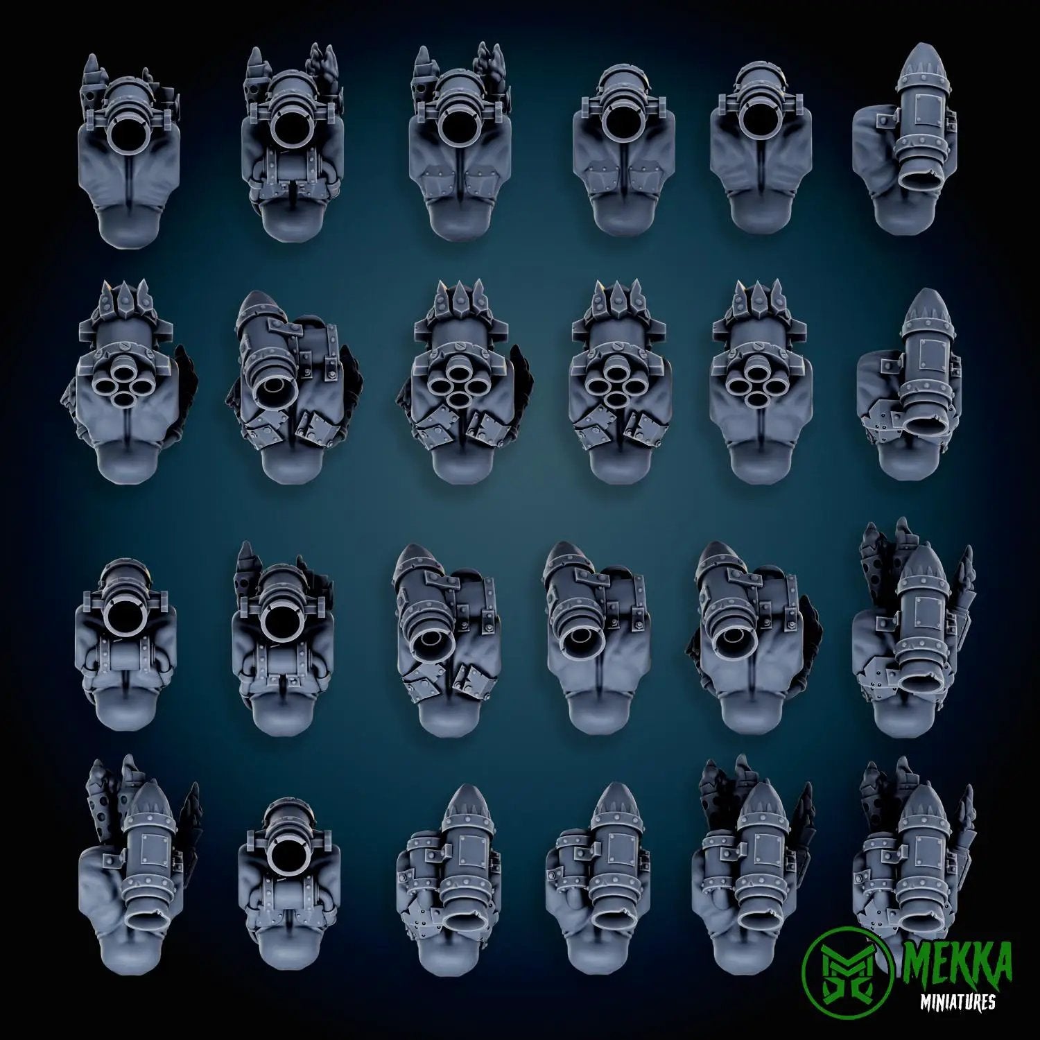 3D printed Cybork Bodies miniature by Last Hope Miniatures for Mekka Miniatures, detailed robotic and organic parts in gray resin.