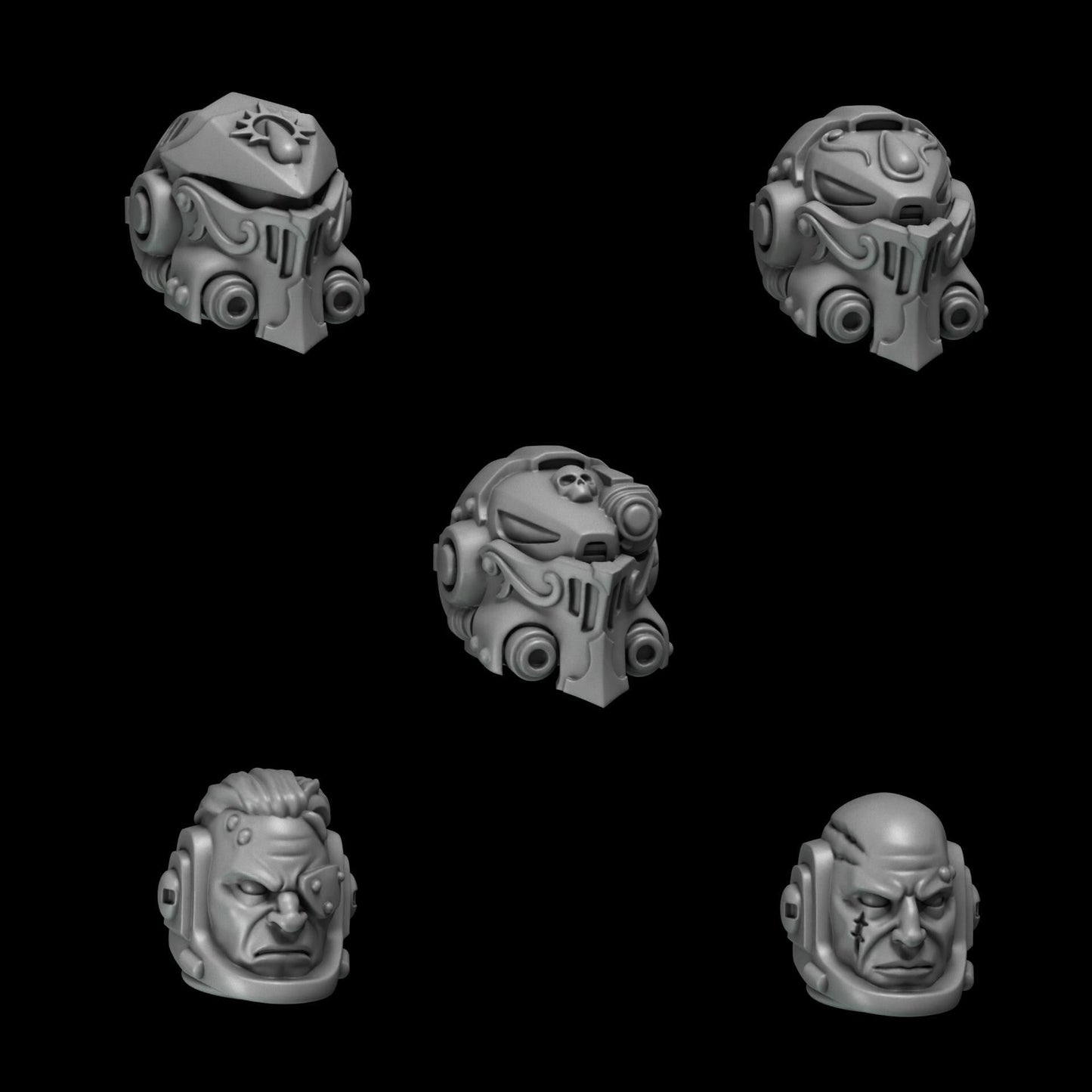 3d Printed Crimson Lords Heavy Armor Helmets x10 by Greytide Studio