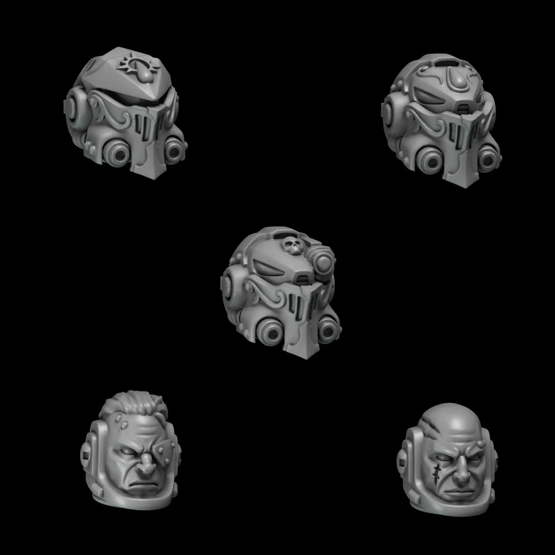 3d Printed Crimson Lords Heavy Armor Helmets x10 by Greytide Studio