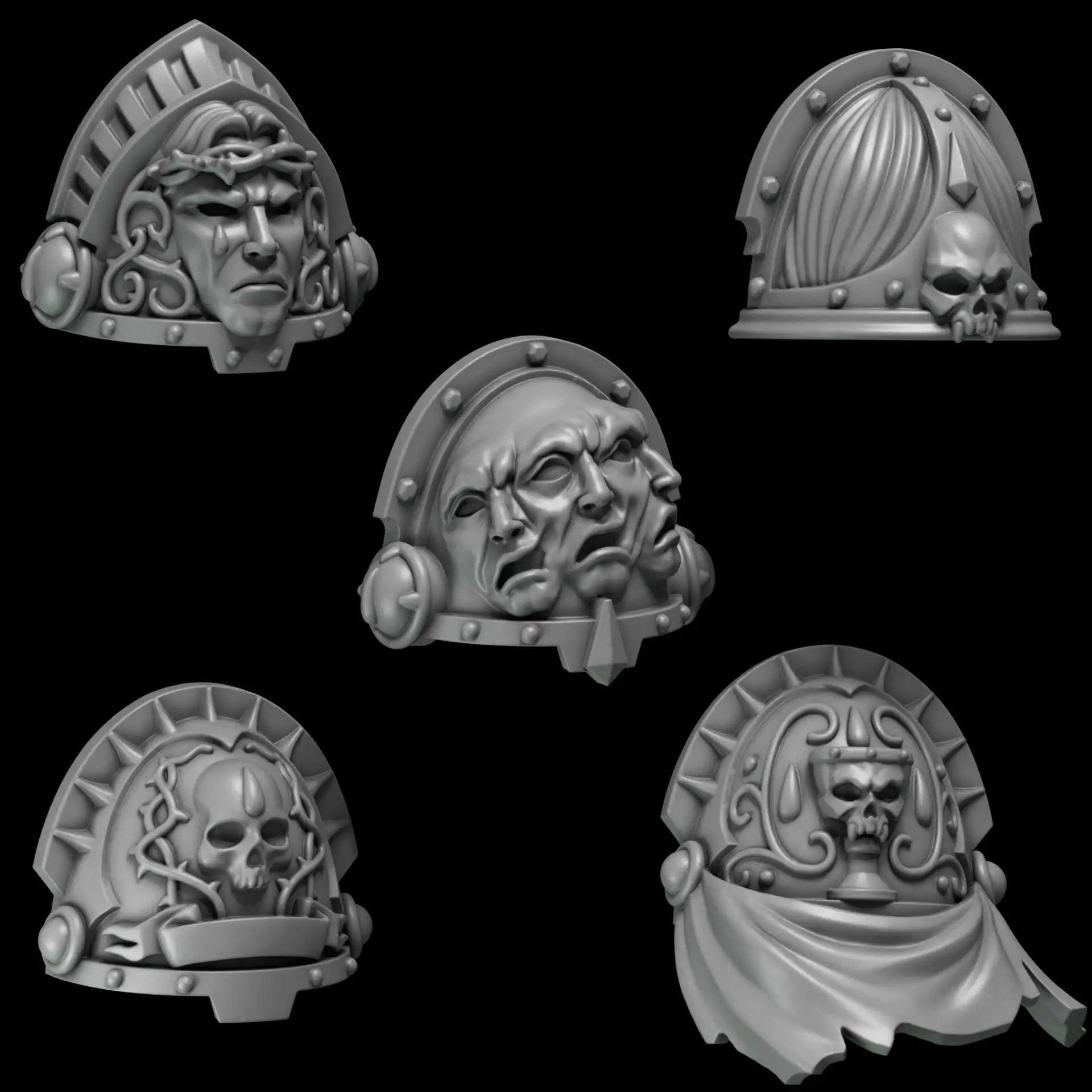3d Printed Crimson Lords Shoulderpads x10 by Greytide Studio by Last Hope Miniatures