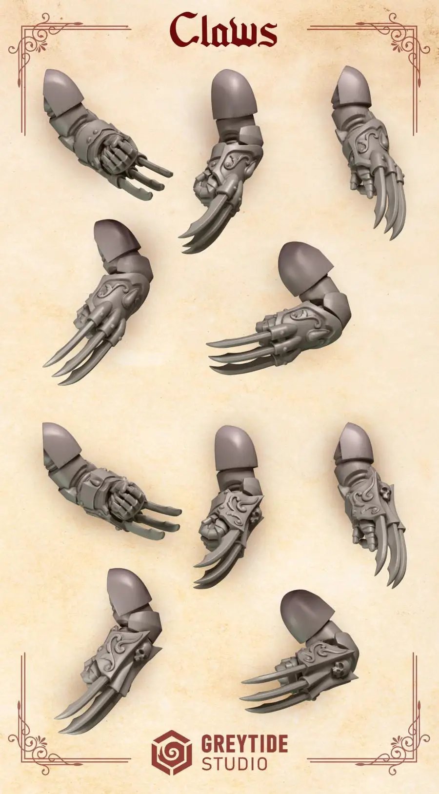 3d Printed Crimson Lords Claws x10 by Greytide Studio by Last Hope Miniatures