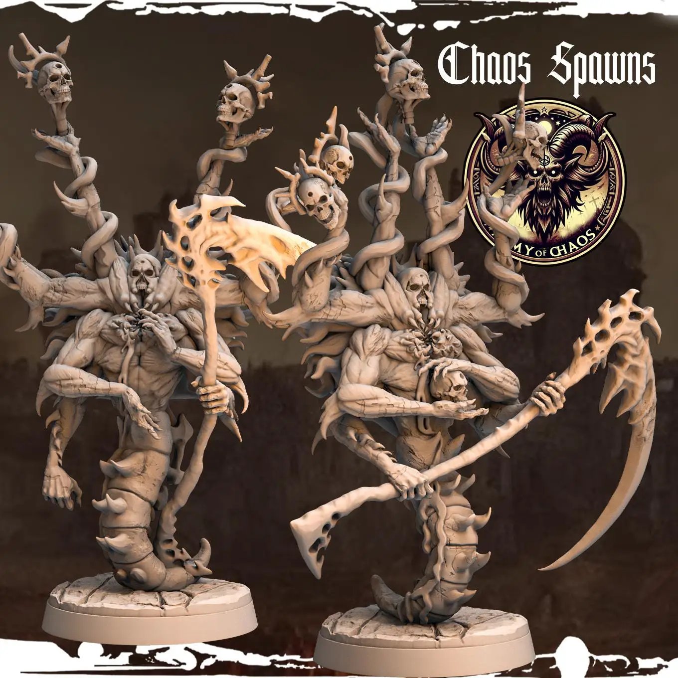 3D printed Chaos Spawn miniature by Last Hope Miniatures for tabletop gaming, featuring detailed monstrous creature design.