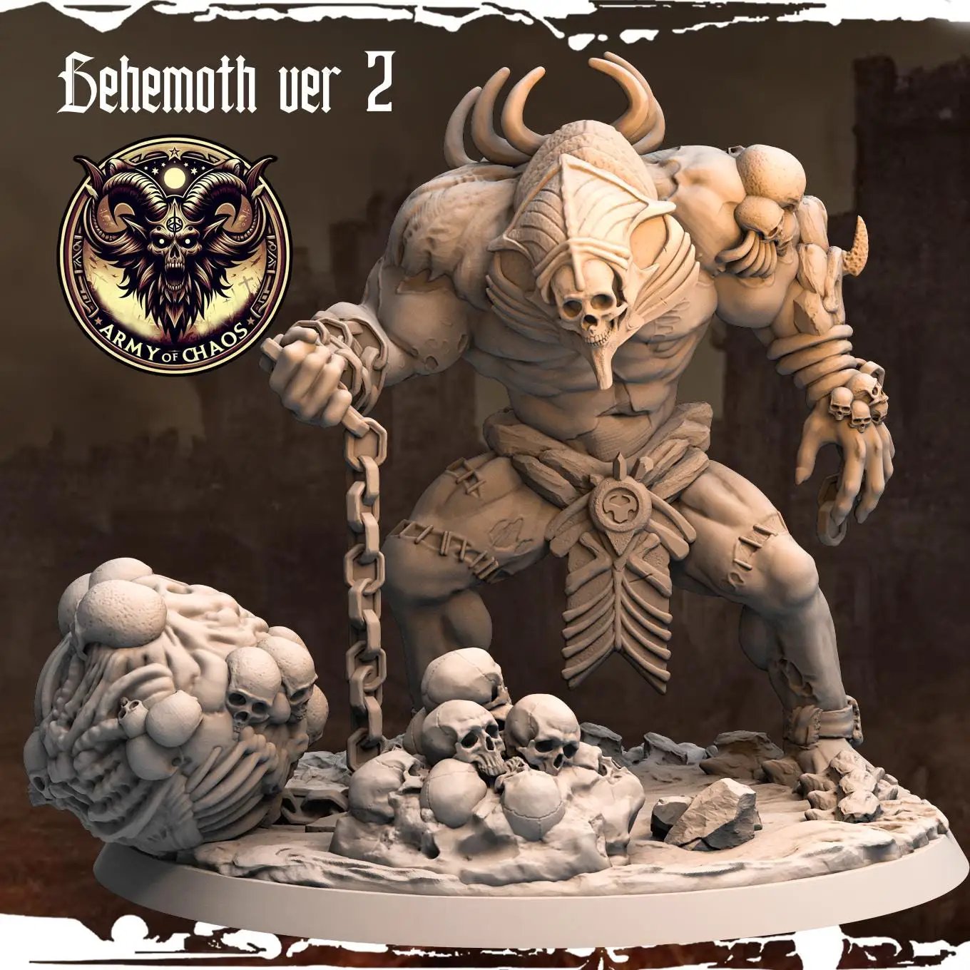 3D printed Chaos Behemoths miniature by Last Hope Miniatures, featuring detailed monstrous figures for tabletop gaming.
