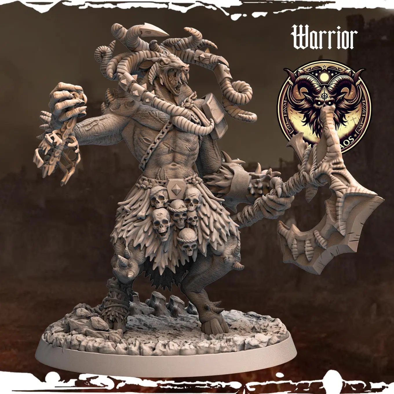 3D printed Chaos Beast Warriors miniature by Last Hope Miniatures, detailed fantasy creature figures for tabletop gaming.