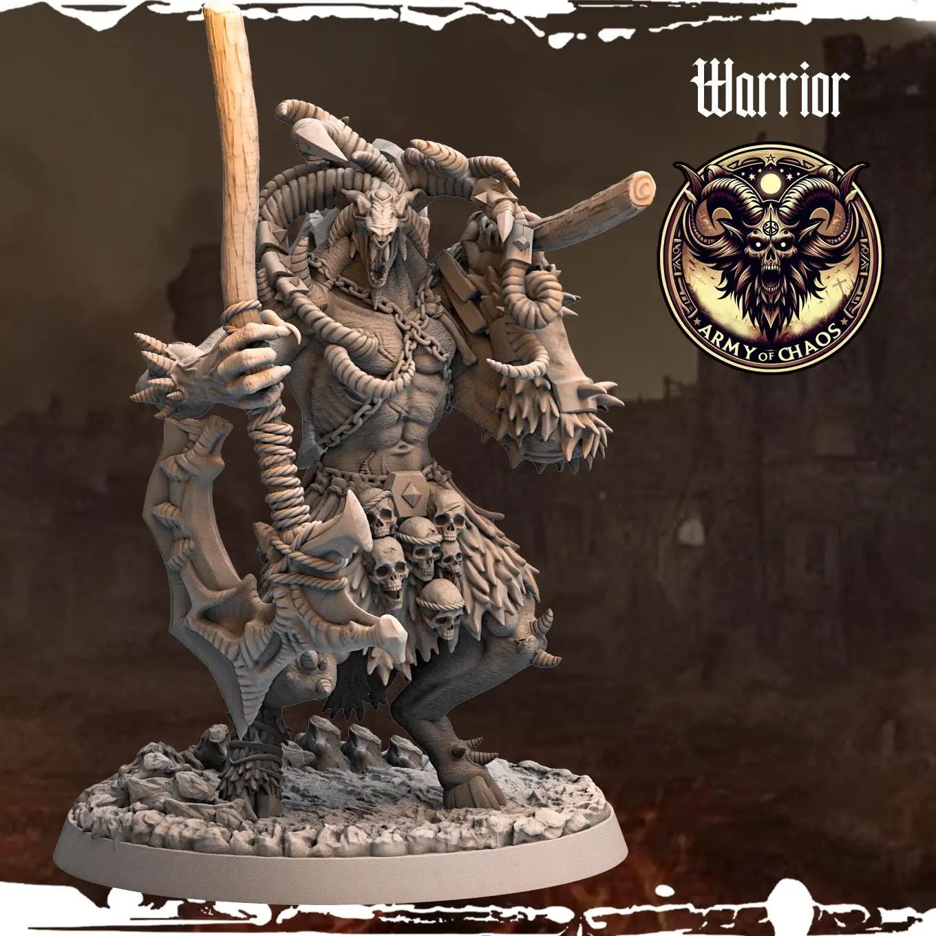 3D printed Chaos Beast Warriors miniatures by Last Hope Miniatures, featuring detailed monstrous figures for tabletop gaming.