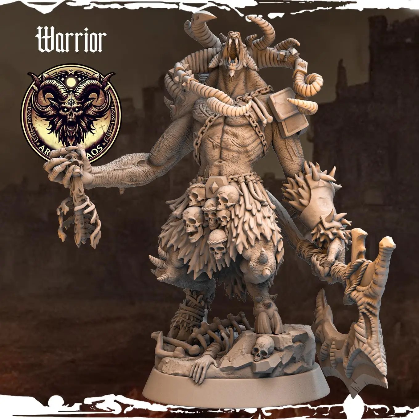 3D printed Chaos Beast Warriors miniatures by Last Hope Miniatures, featuring detailed monstrous creature designs.