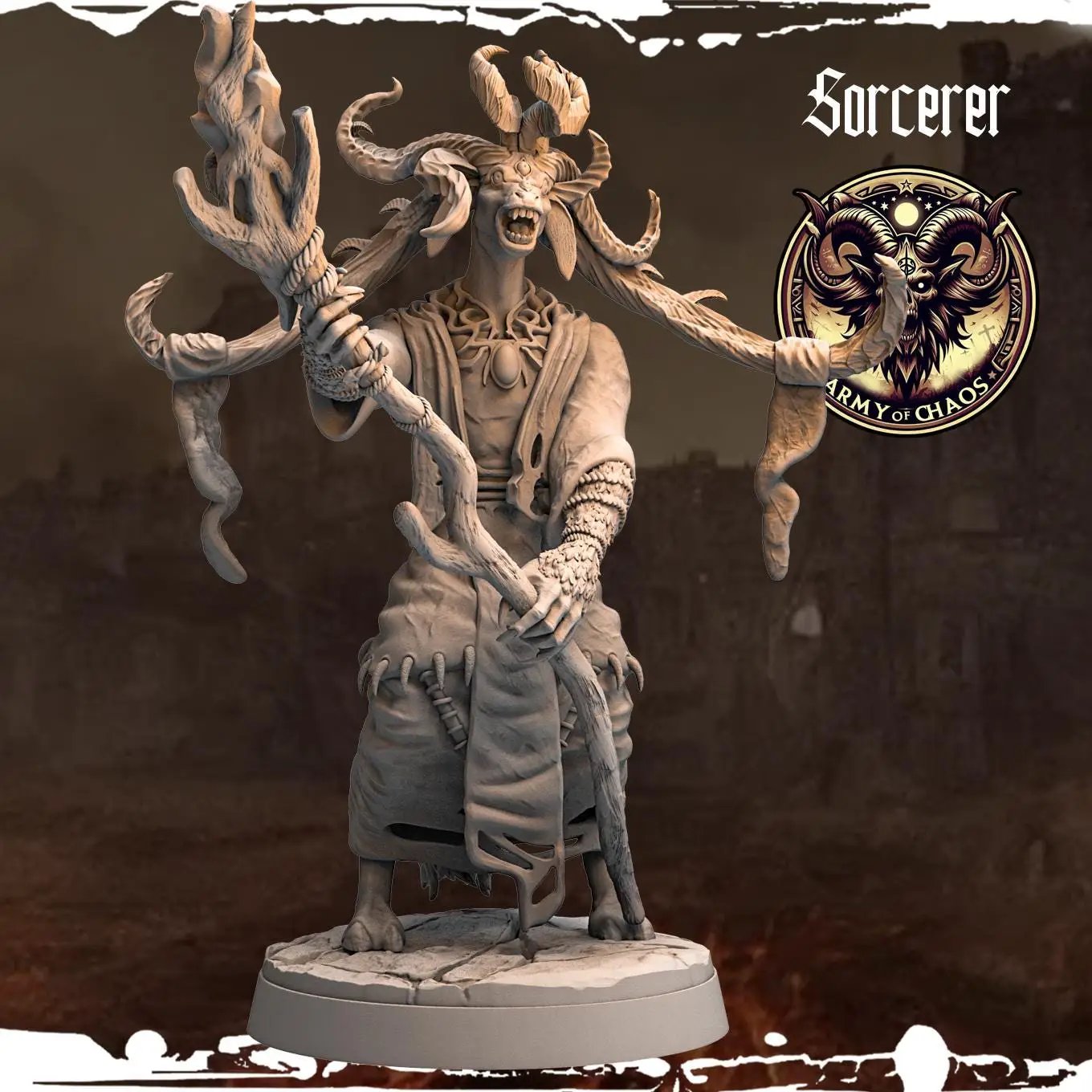 3D Printed Chaos Beast Sorcerer by Monolith Arts by Last Hope Miniatures