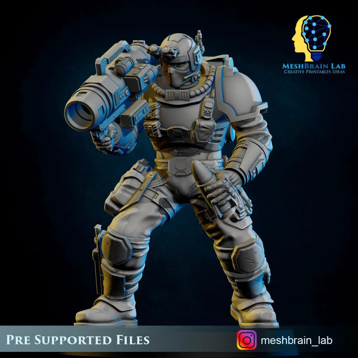 3D printed Imperial Marine Scout Specialist miniature by Last Hope Miniatures, showing detailed armor and weaponry.
