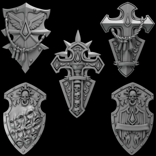 3d Printed Crimson Lords Shields x5 by Greytide Studio