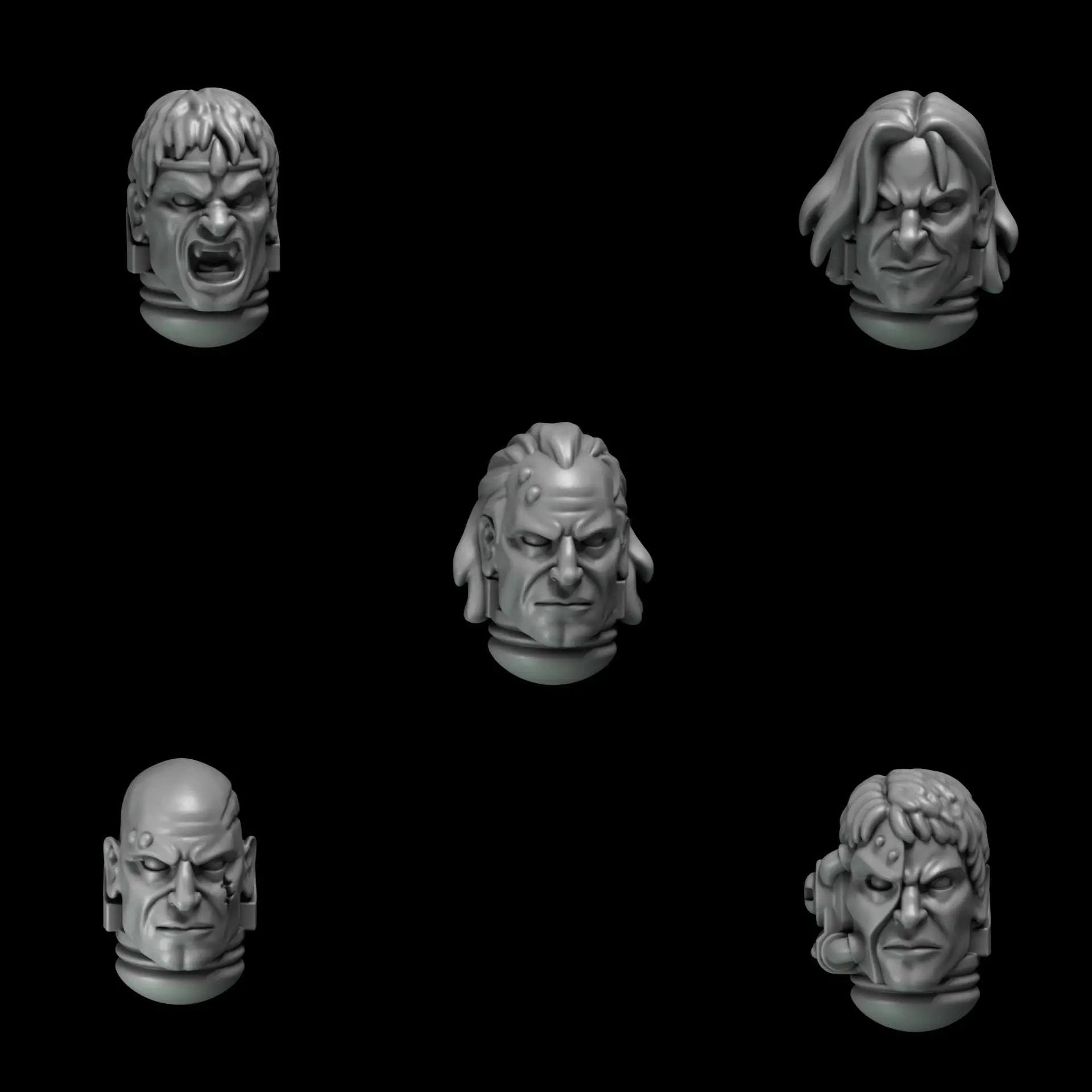 3d Printed Crimson Lords Heads x10 by Greytide Studio by Last Hope Miniatures