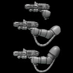 3D printed Crimson Lords Hellfire Guns by Last Hope Miniatures, detailed sci-fi weapon models from Greytide Studio.