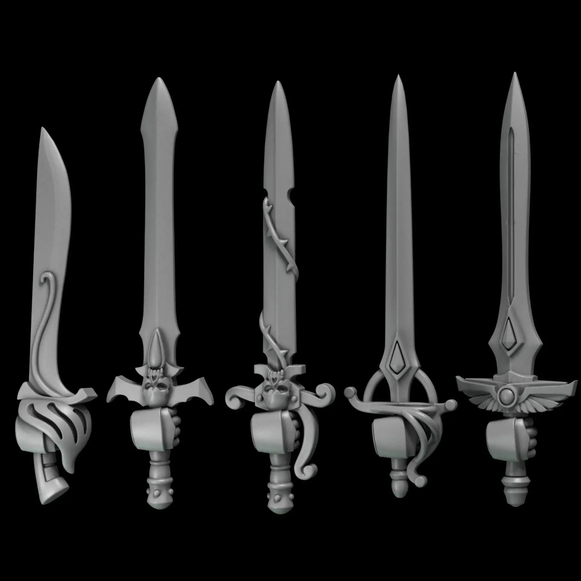 3d Printed Crimson Lords Swords x10 by Greytide Studio by Last Hope Miniatures