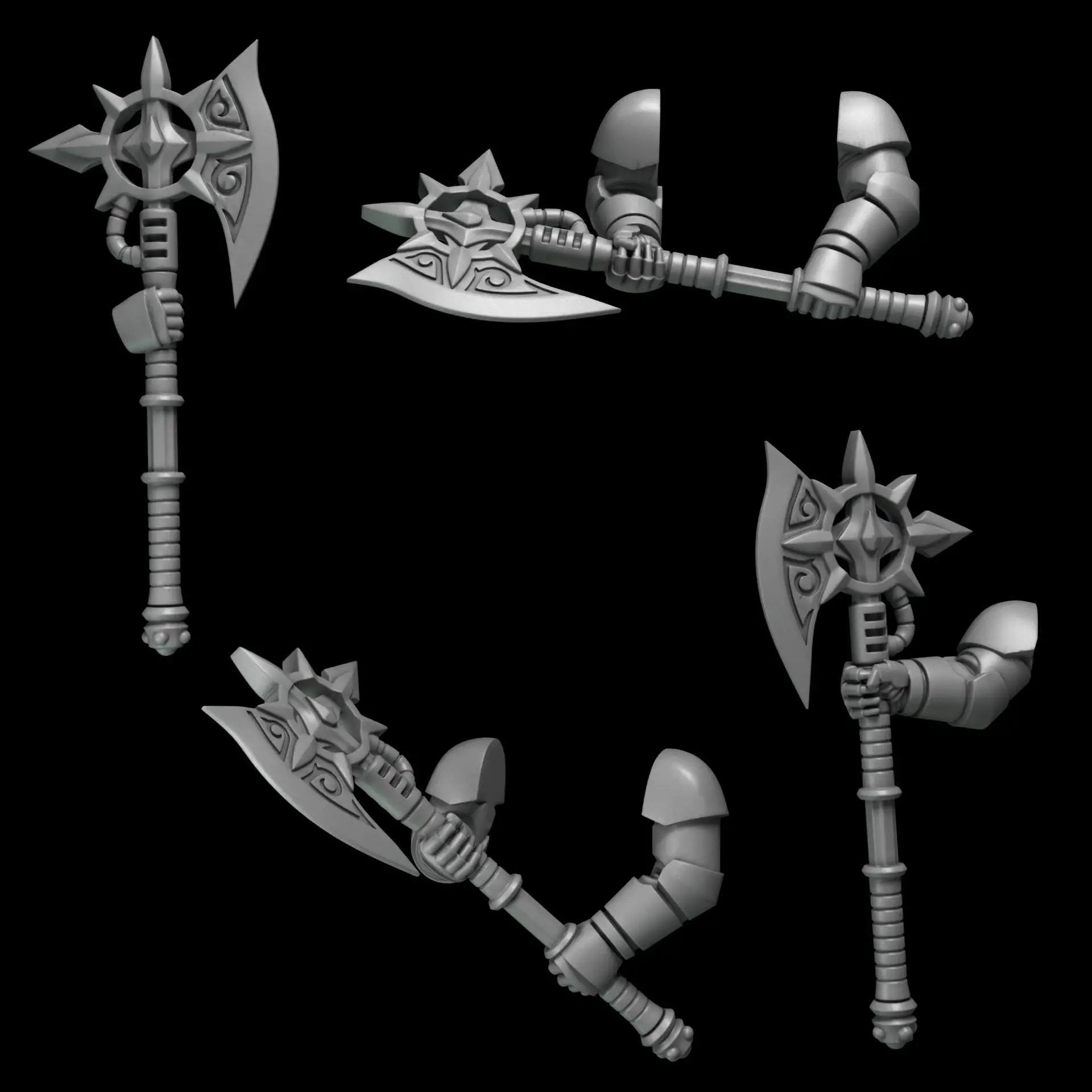 3d Printed Crimson Lords 2 Handed Axe Set by Greytide Studio by Last Hope Miniatures