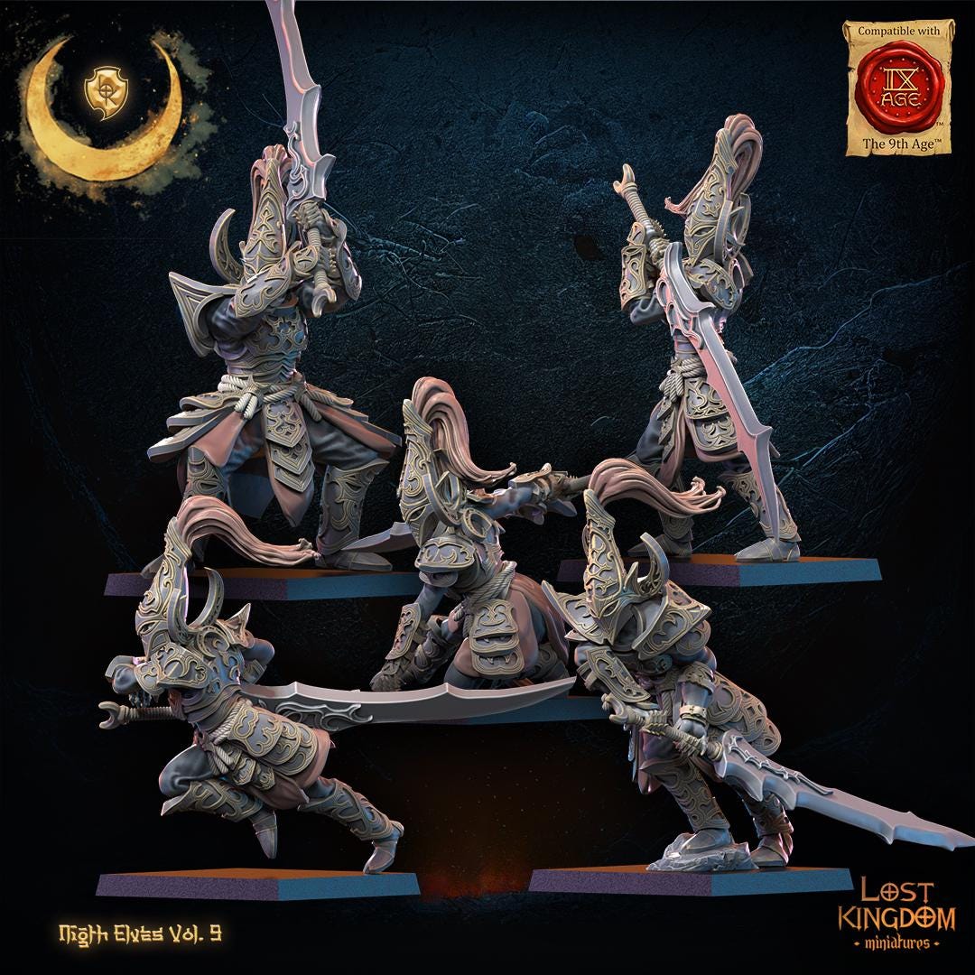 3D Printed Night Elf Warrior Regiment x10 by Lost Kingdom Miniatures