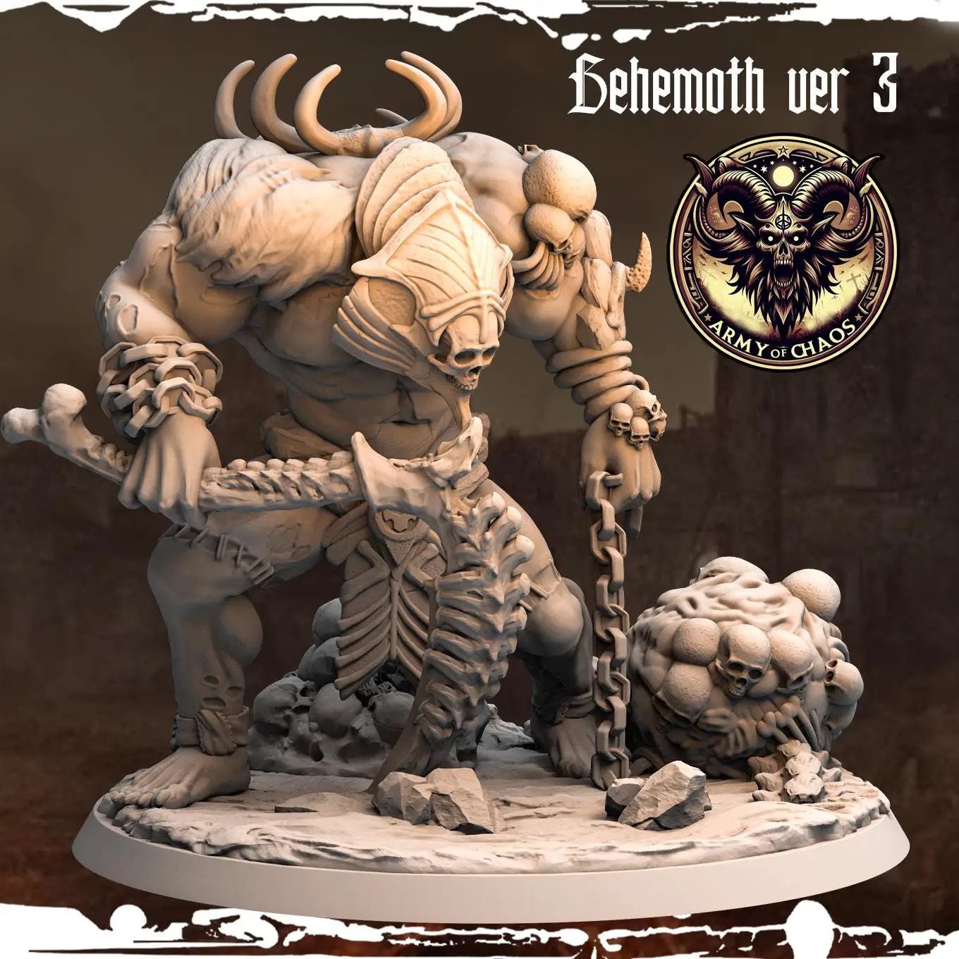 3D printed Chaos Behemoths miniature by Last Hope Miniatures, featuring detailed monstrous figures from Monolith Arts.