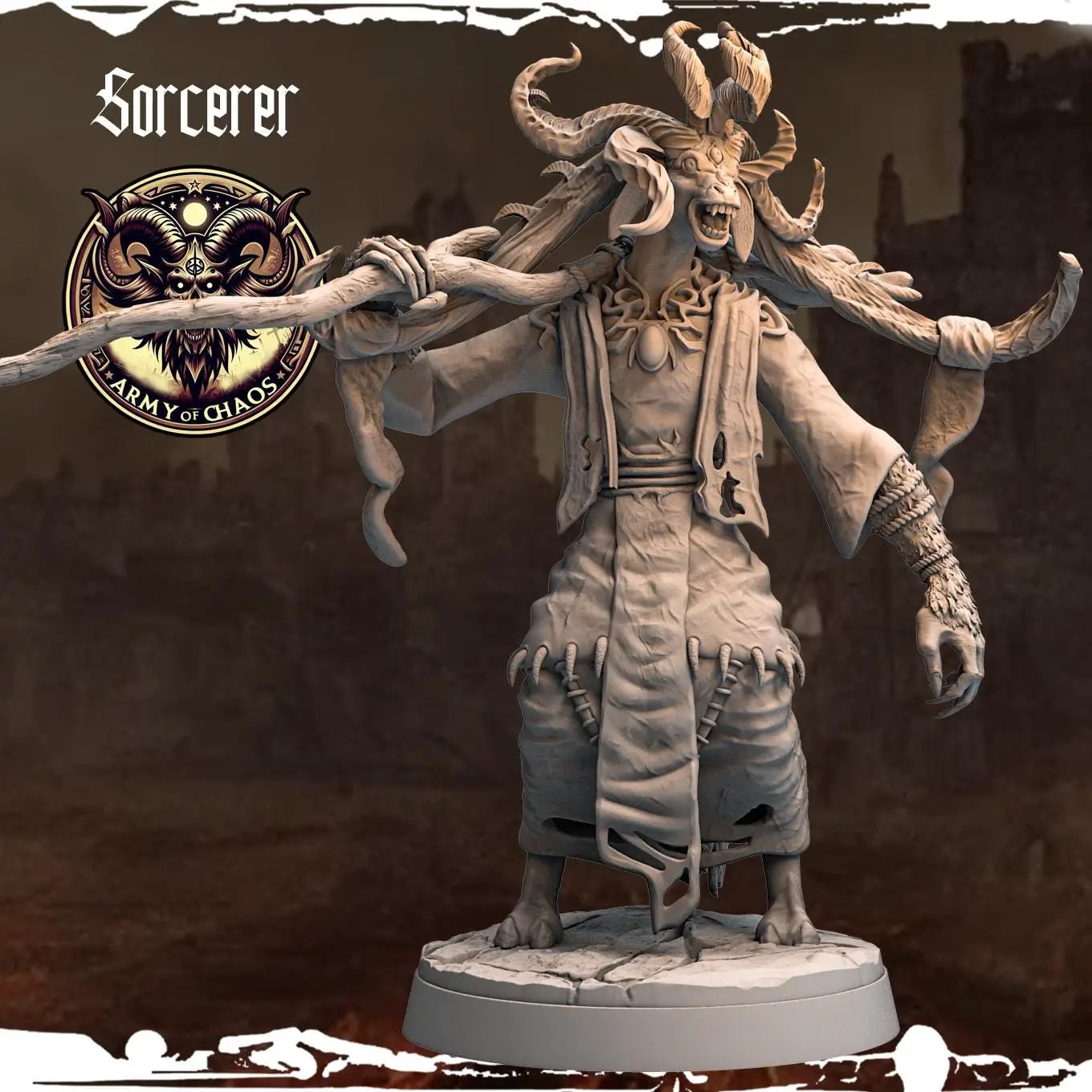 3D Printed Chaos Beast Sorcerer by Monolith Arts by Last Hope Miniatures
