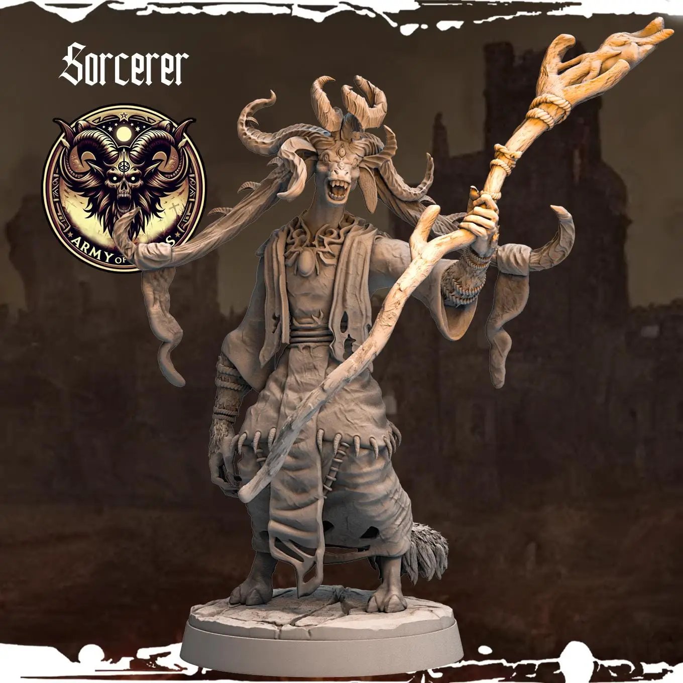 3D Printed Chaos Beast Sorcerer by Monolith Arts by Last Hope Miniatures