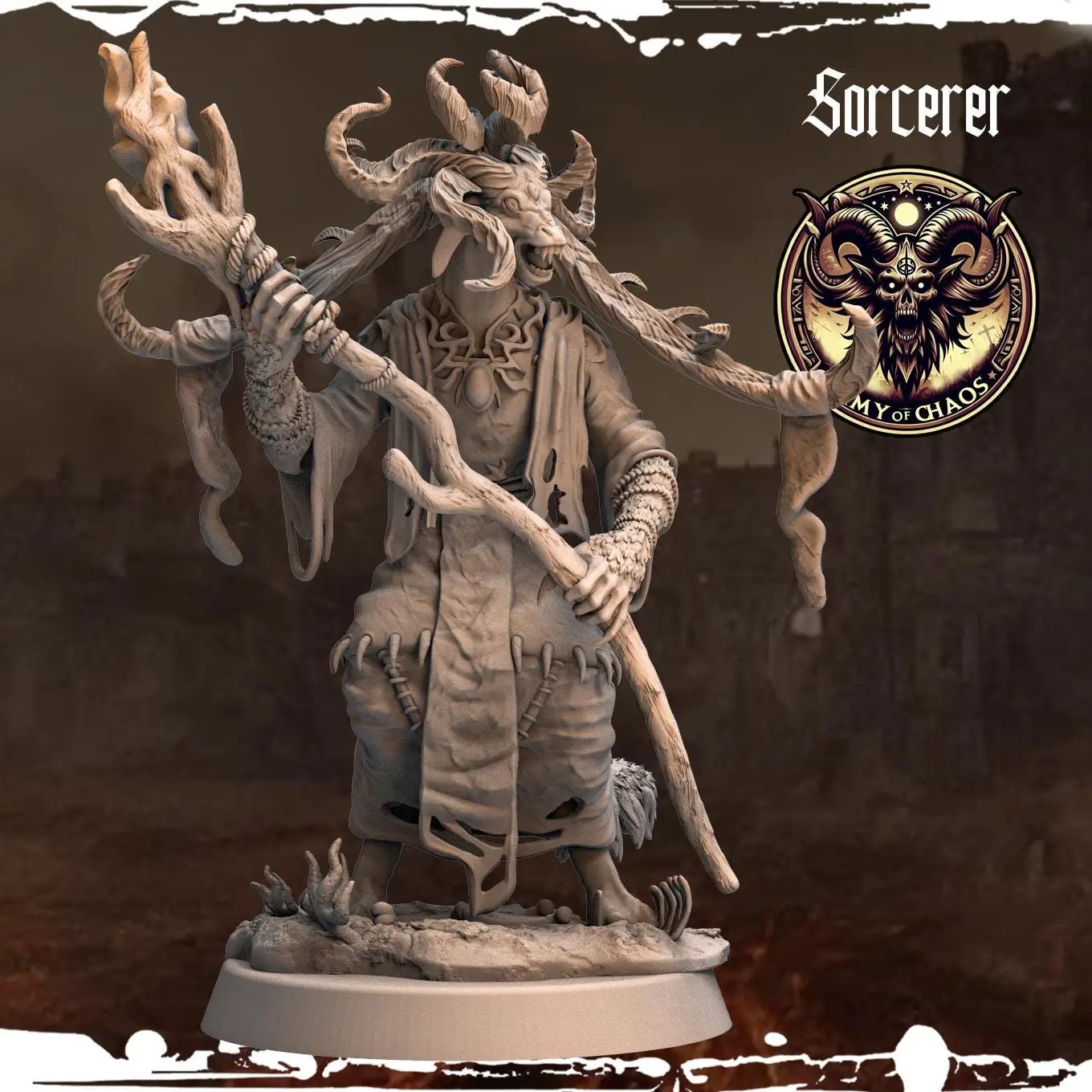3D Printed Chaos Beast Sorcerer by Monolith Arts by Last Hope Miniatures
