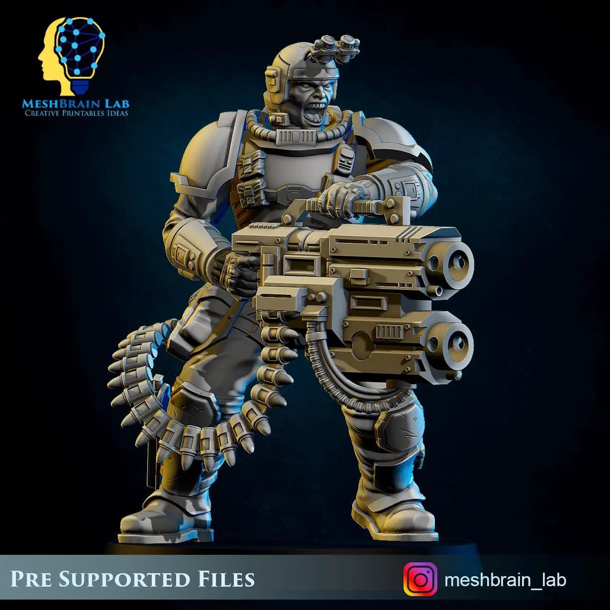 3D printed Imperial Marine Scout Specialist miniature by Last Hope Miniatures for tabletop gaming, detailed with armor and weaponry.