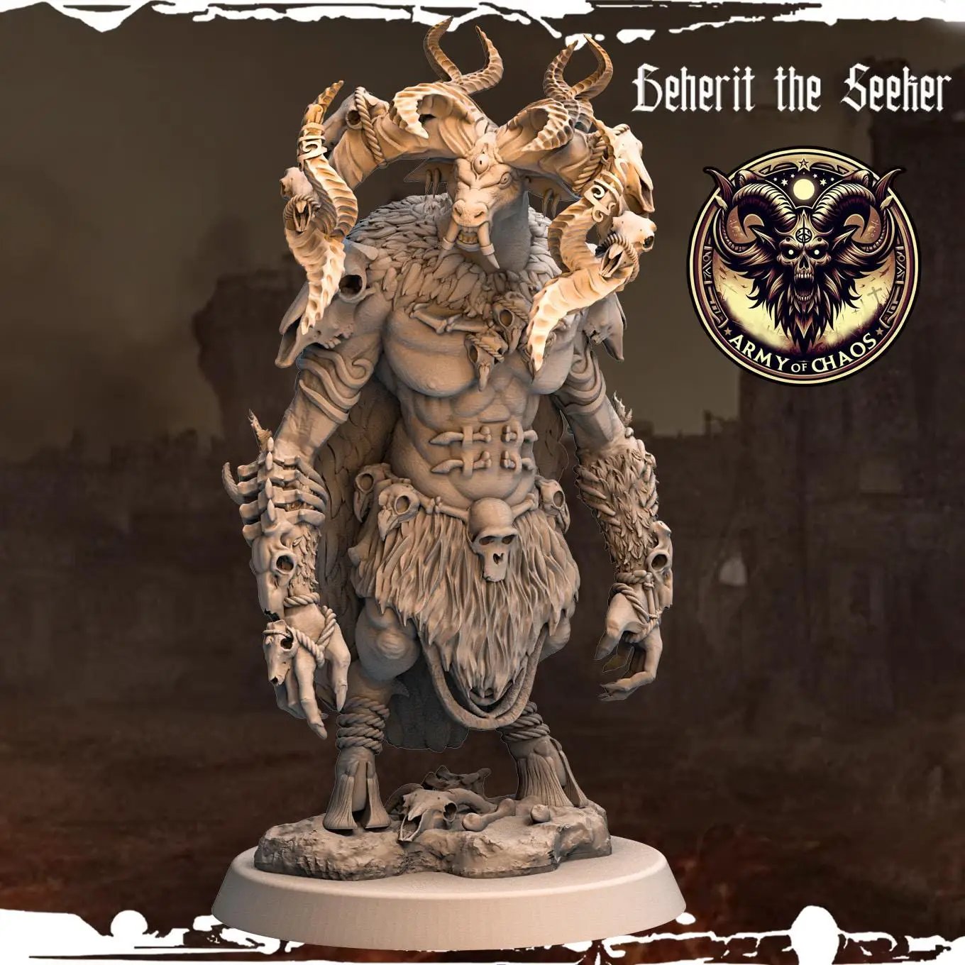 3D printed Chaos Beast Beherit the Seeker miniature by Last Hope Miniatures for Last Hope Miniatures tabletop game.