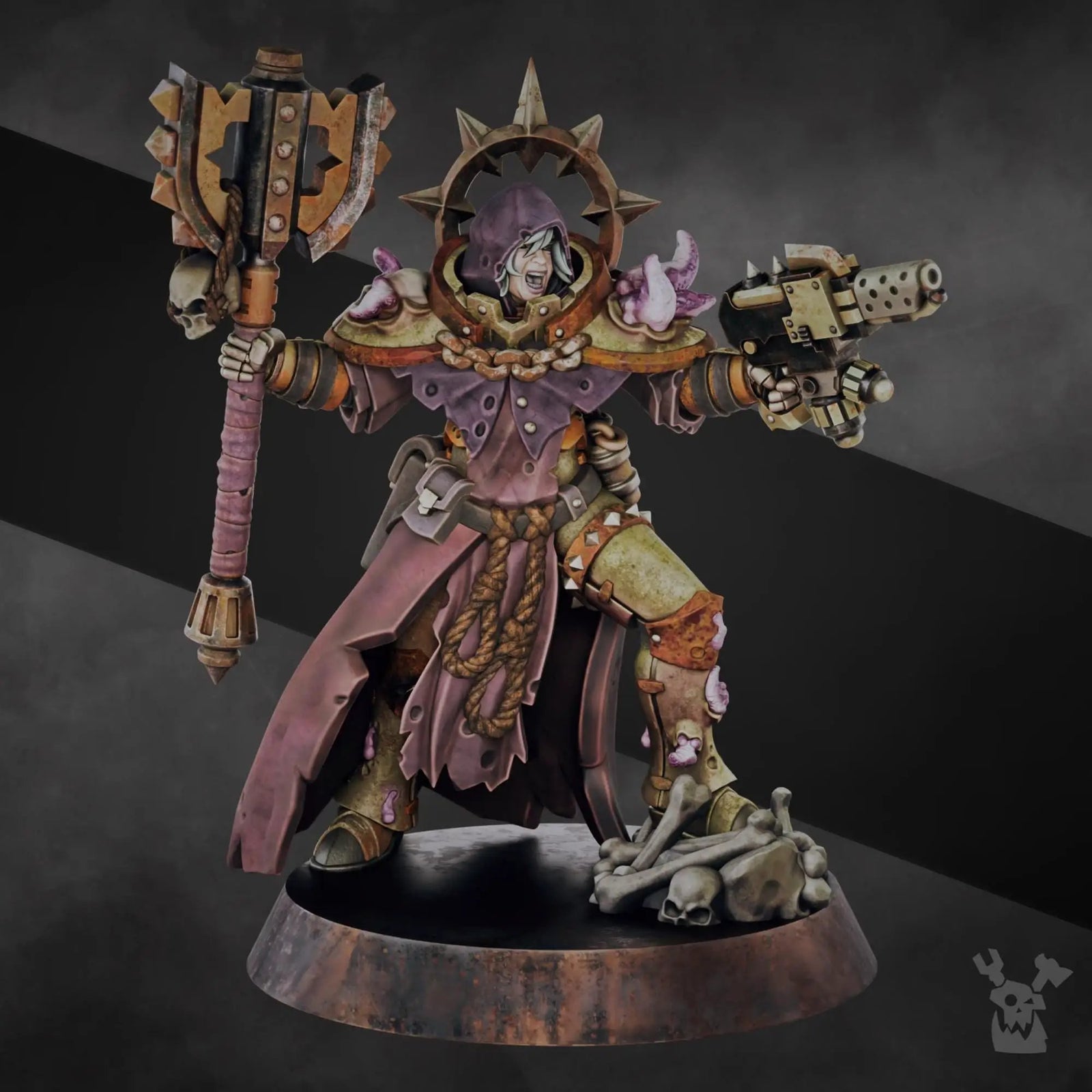 3D printed Unholy Space Coven Heavy Sergeant miniature from Last Hope Miniatures with detailed armor and weaponry.