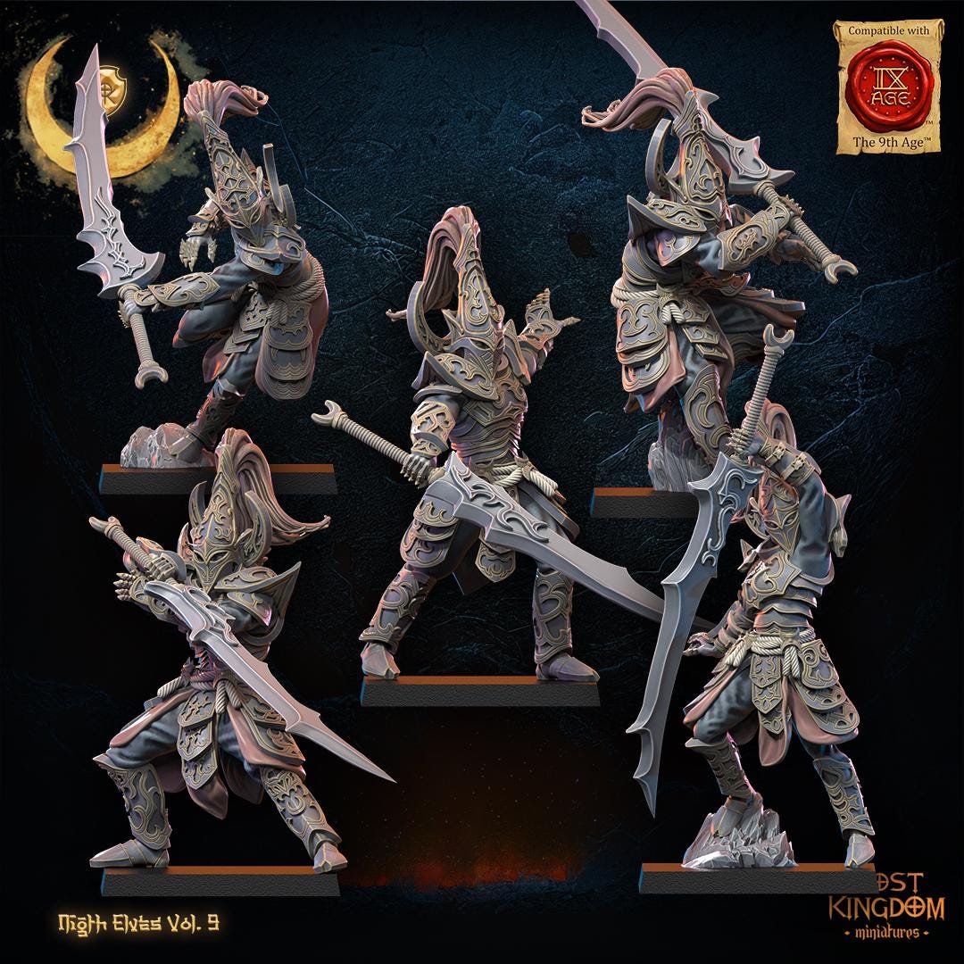 3D Printed Night Elf Warrior Regiment x10 by Lost Kingdom Miniatures